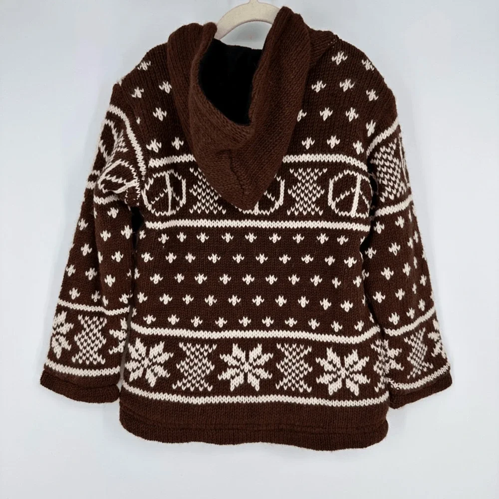 Lakhays Knit Kids Sweater Jacket Handmade Wool Full Zip Fleece Lined L